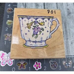 Stampendous China Tea Cup Q006 1994 Rubber Stamp Wood #N96